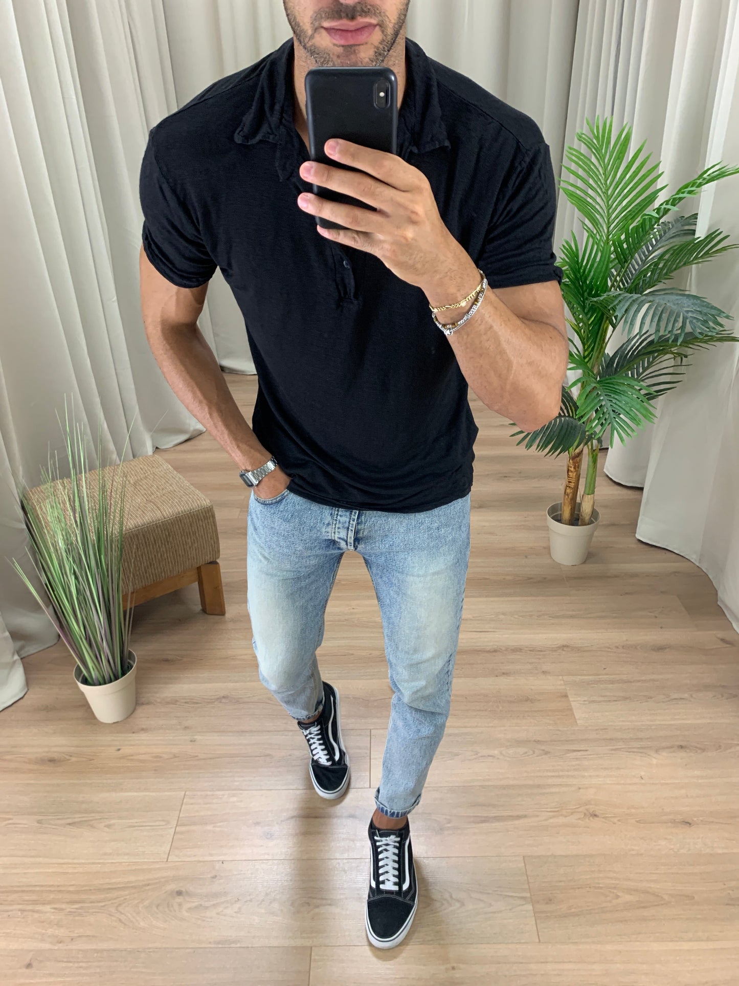 Polo in Puro Lino col. Nero