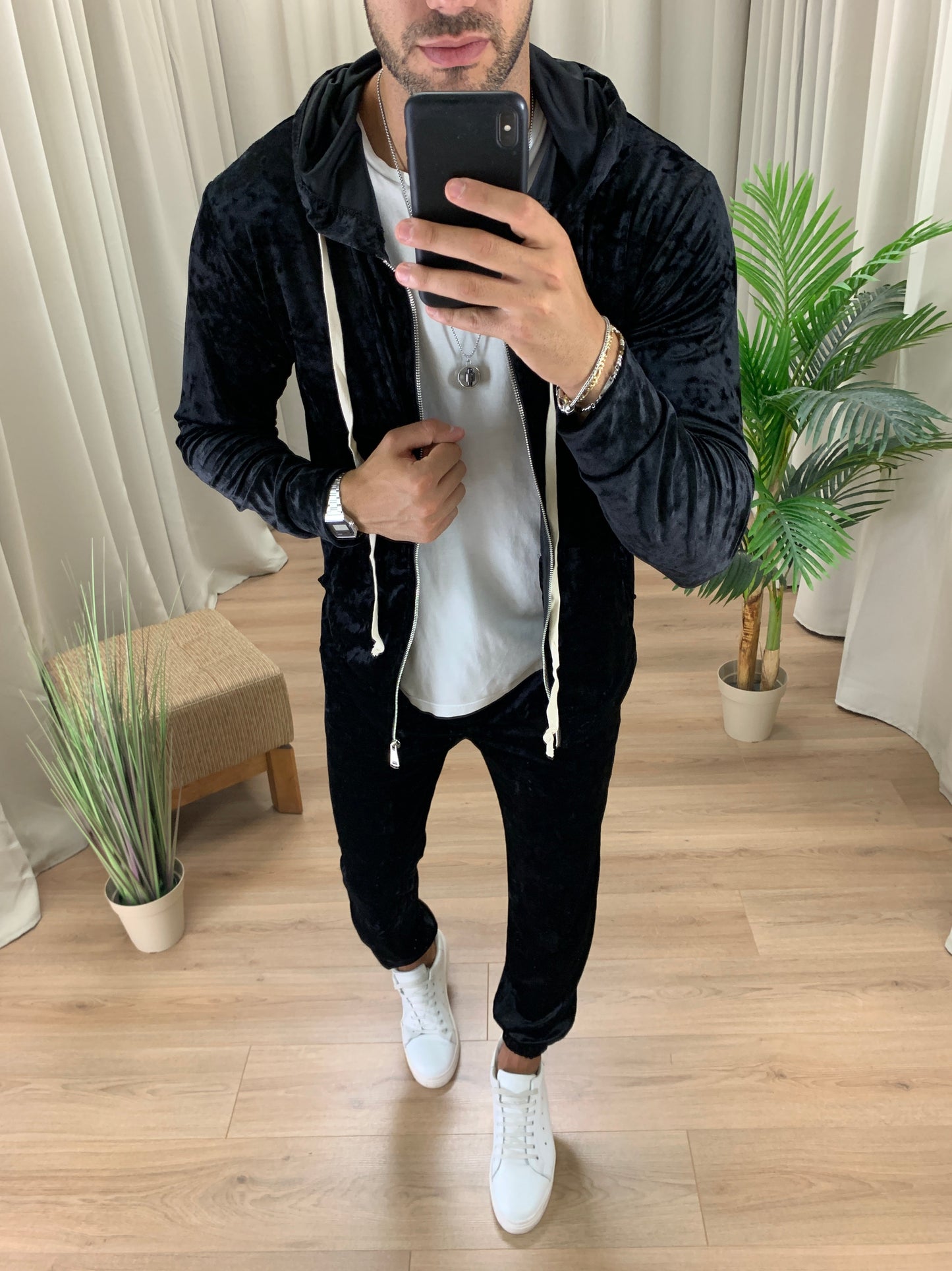 Completo 166 Felpa con Zip + Pantalone col. Nero