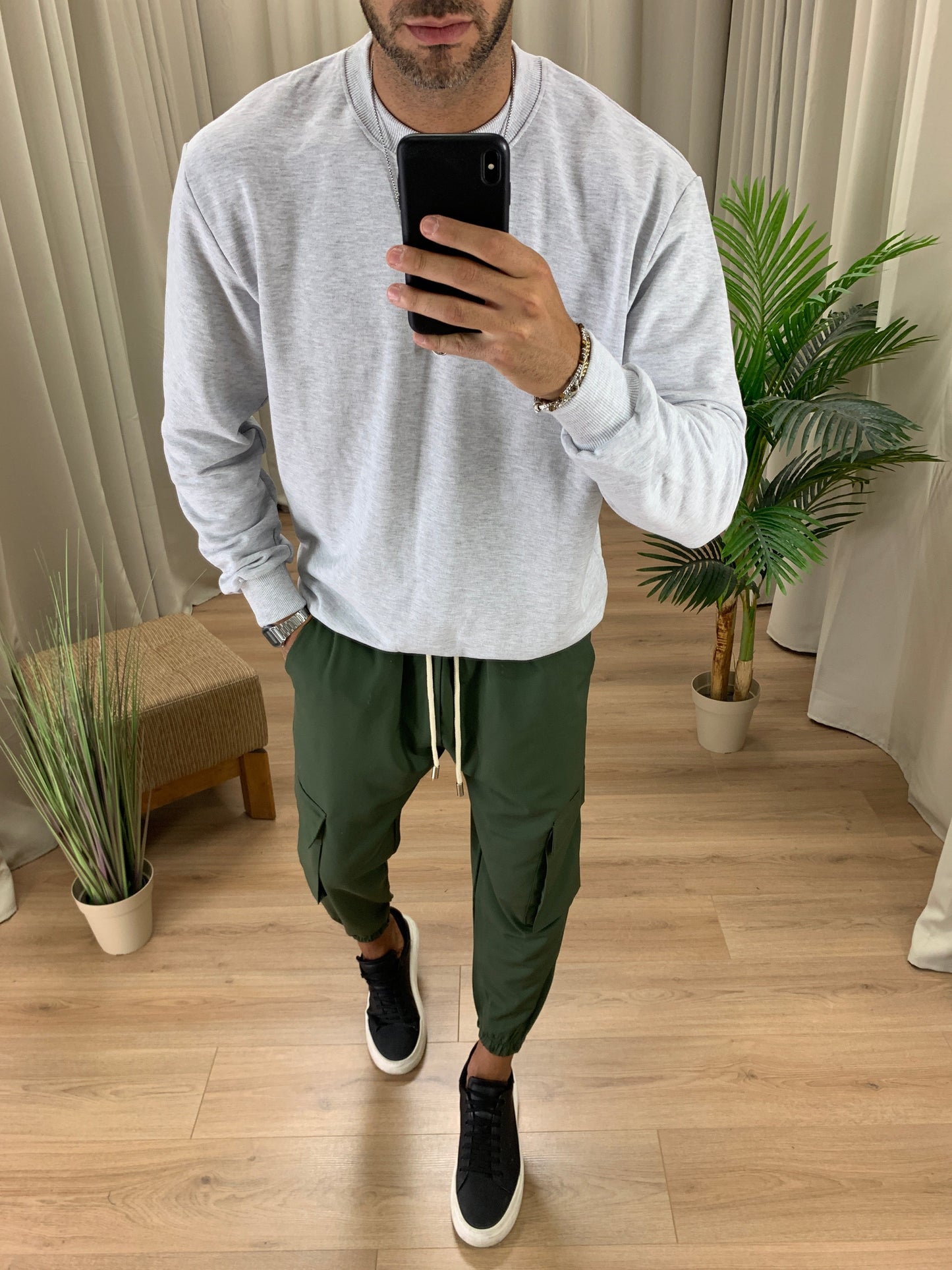 Pantalone Cargo Rug con elastico col. Verde Militare