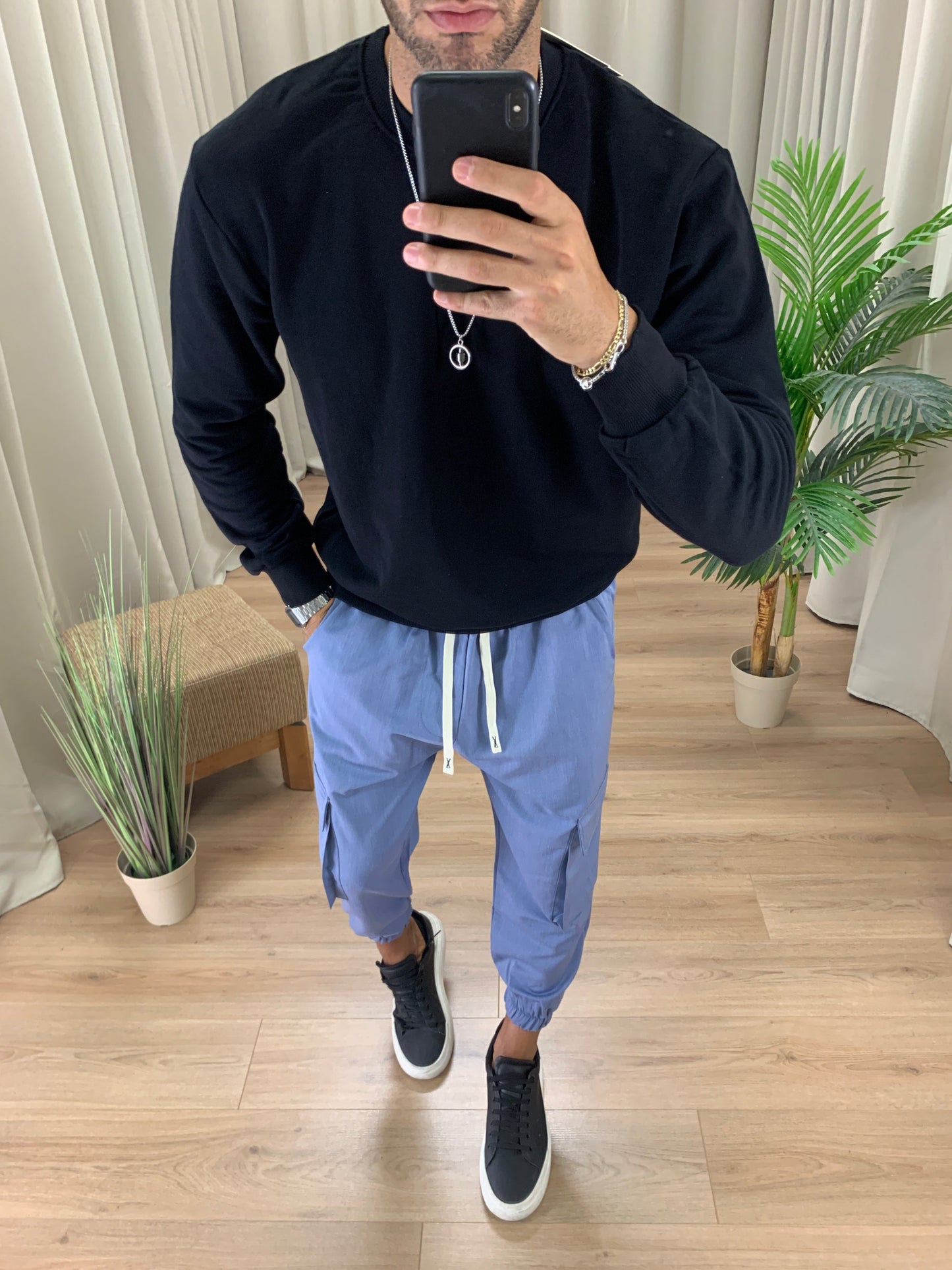 Pantalone Cargo Rug con elastico col. Avio