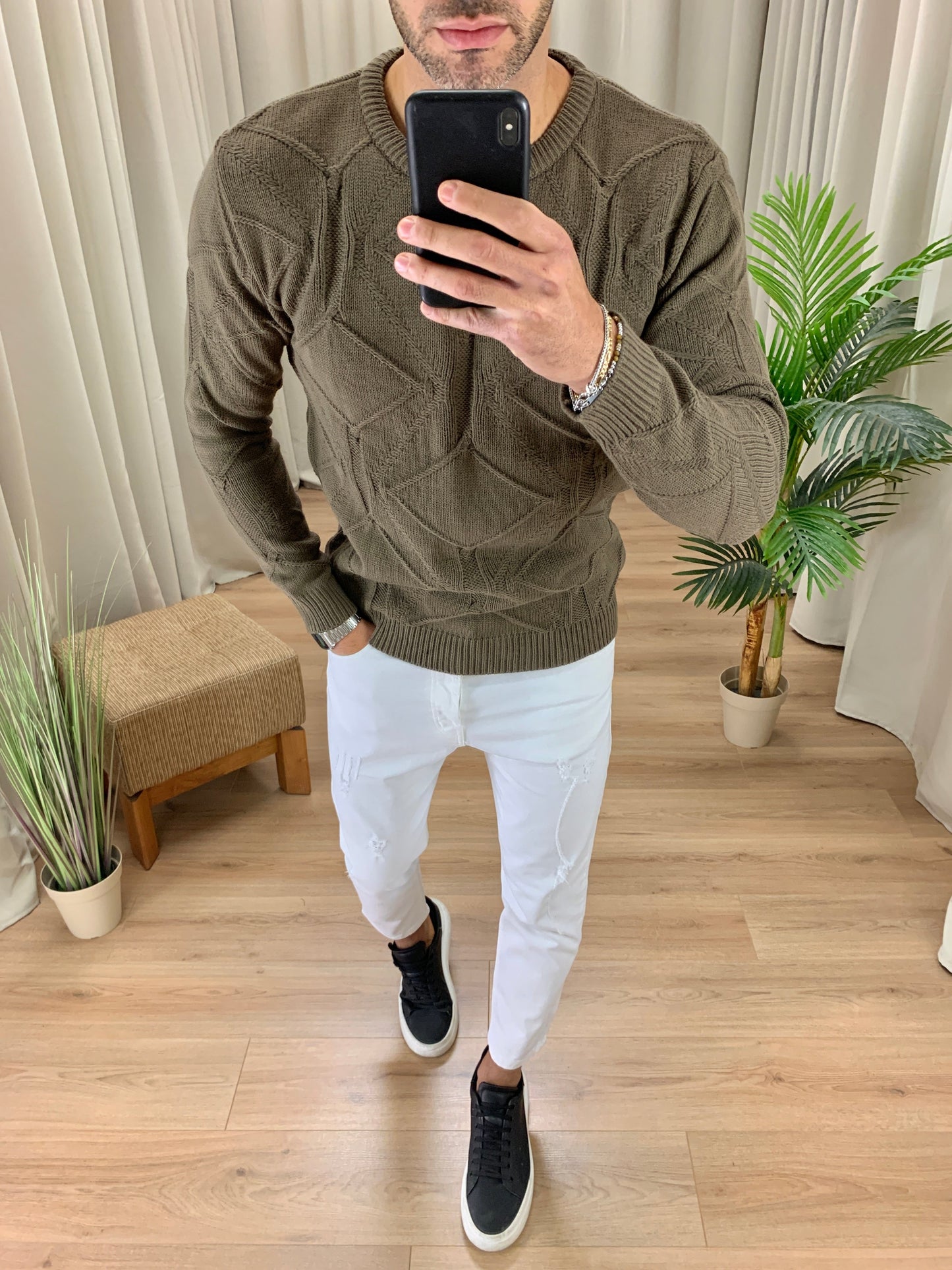 Maglioncino Lionel con Trama a Rombi col. Moro