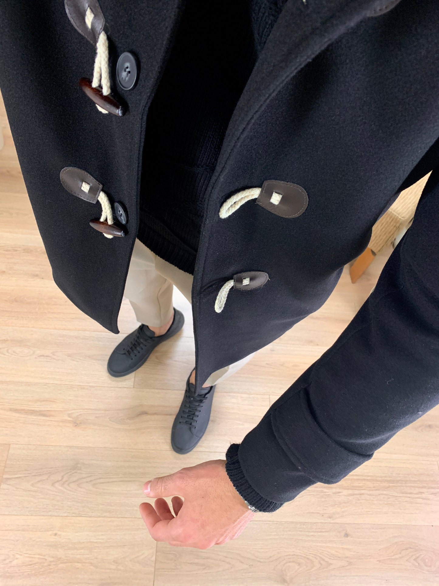 Cappotto Montgomery con cappuccio col. Nero