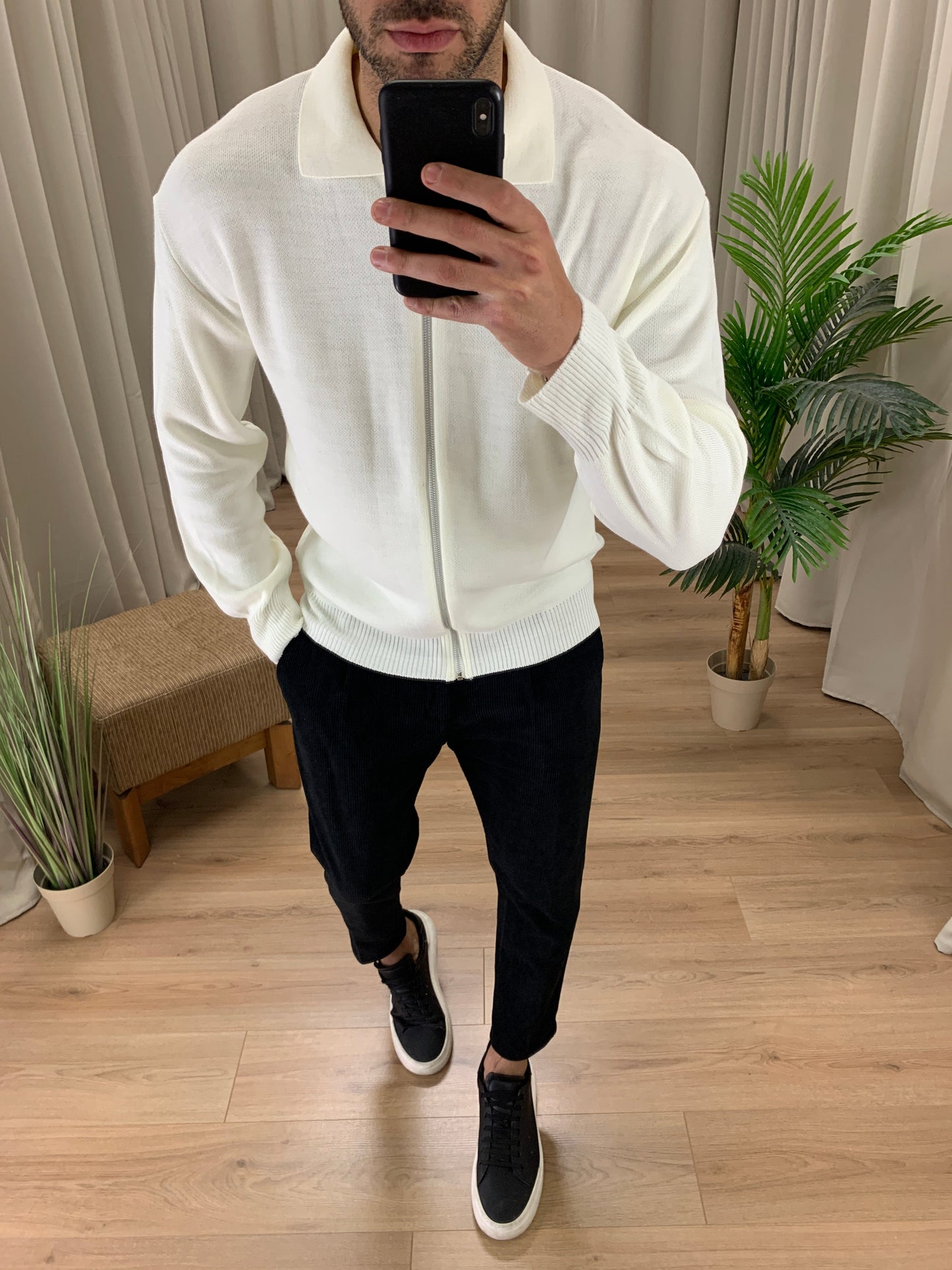 Maglia in Lana con Zip Silver col. Panna