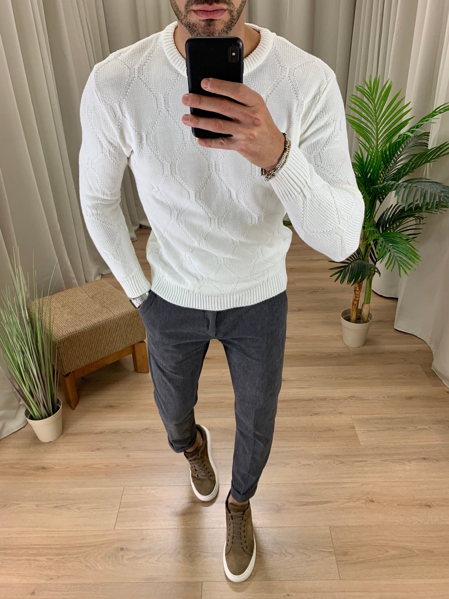 Pantalone Frost in velluto a costine col. Antracite