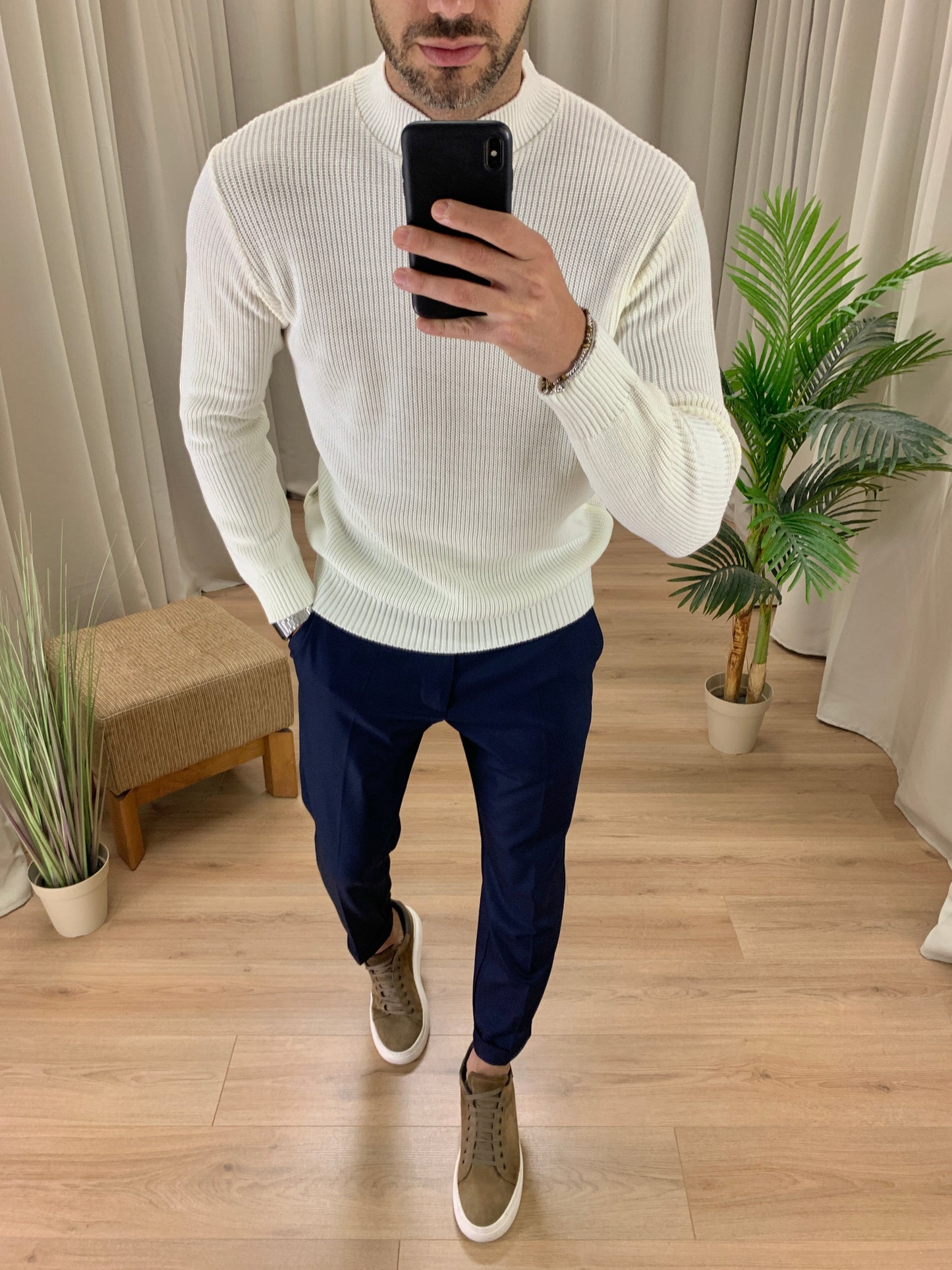 Pantalone Firenze con Risvolto sul Fondo col. Blu Notte