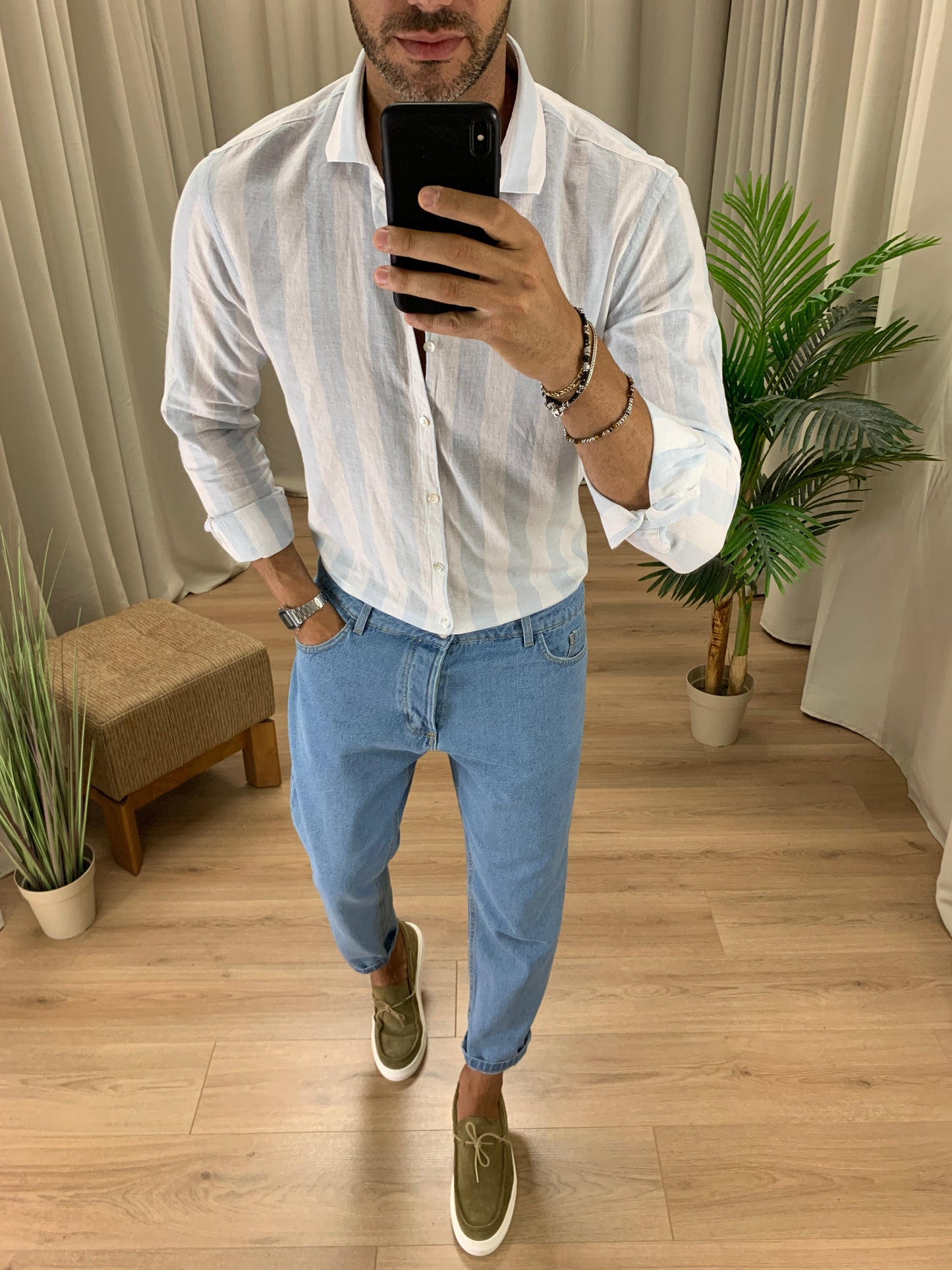 Camicia Ventura in Lino col. Celeste