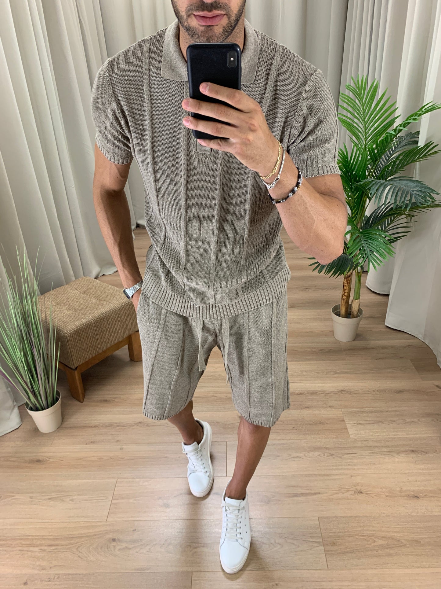 Completo 2511 Polo in Maglia + Bermuda col. Beige