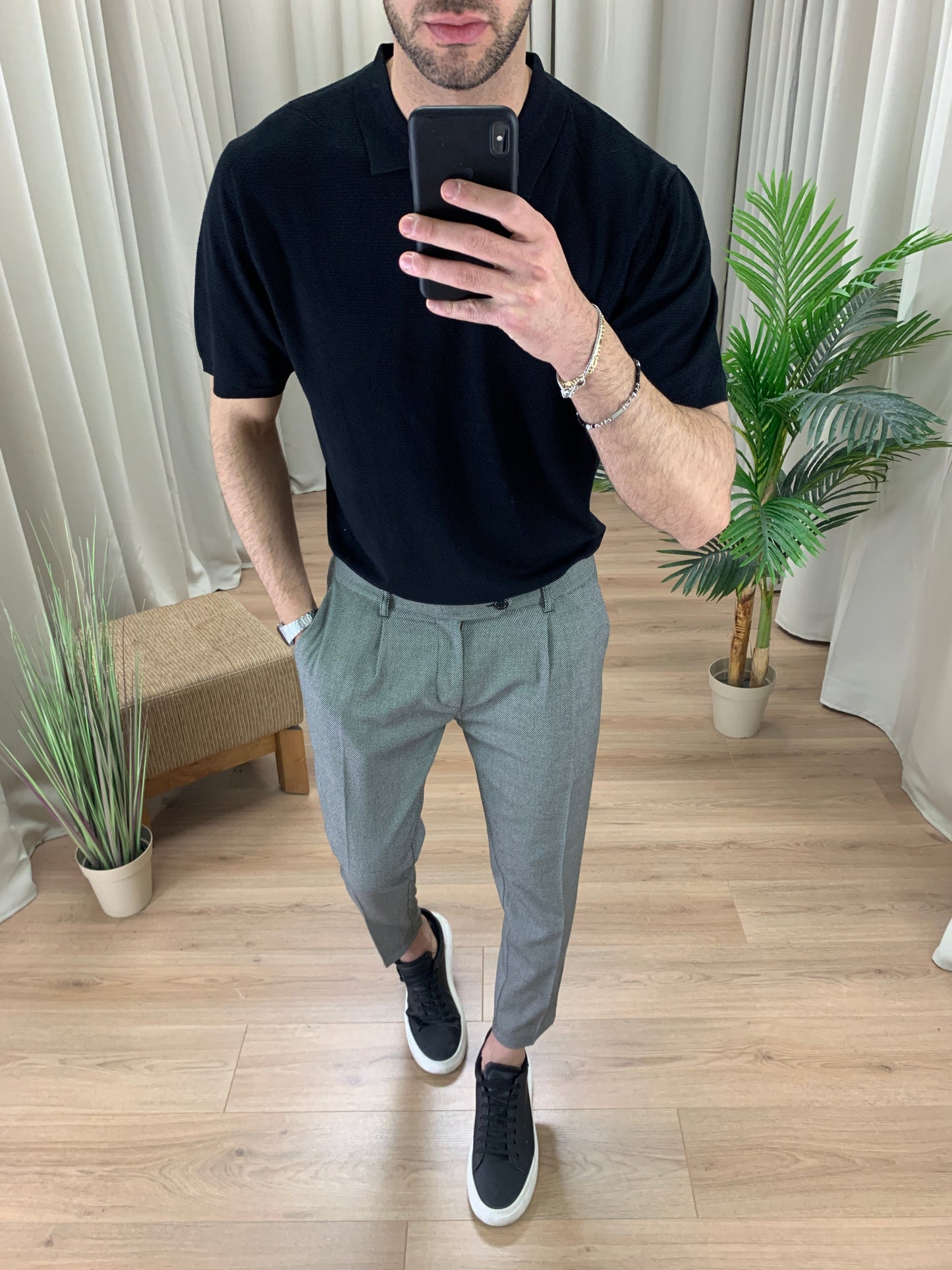 Pantalone Riviera con Microfantasia col. Grigio