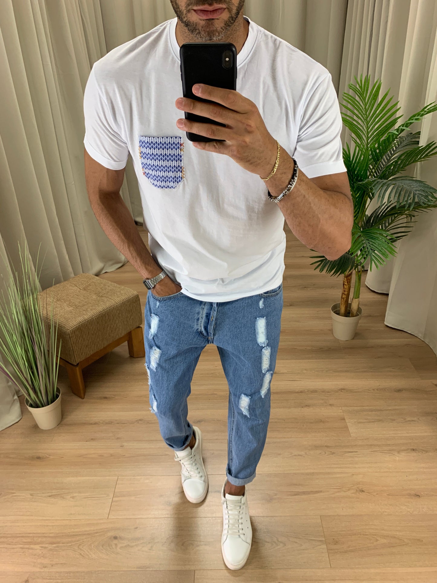 T-shirt Playa con Taschino col. Bianco