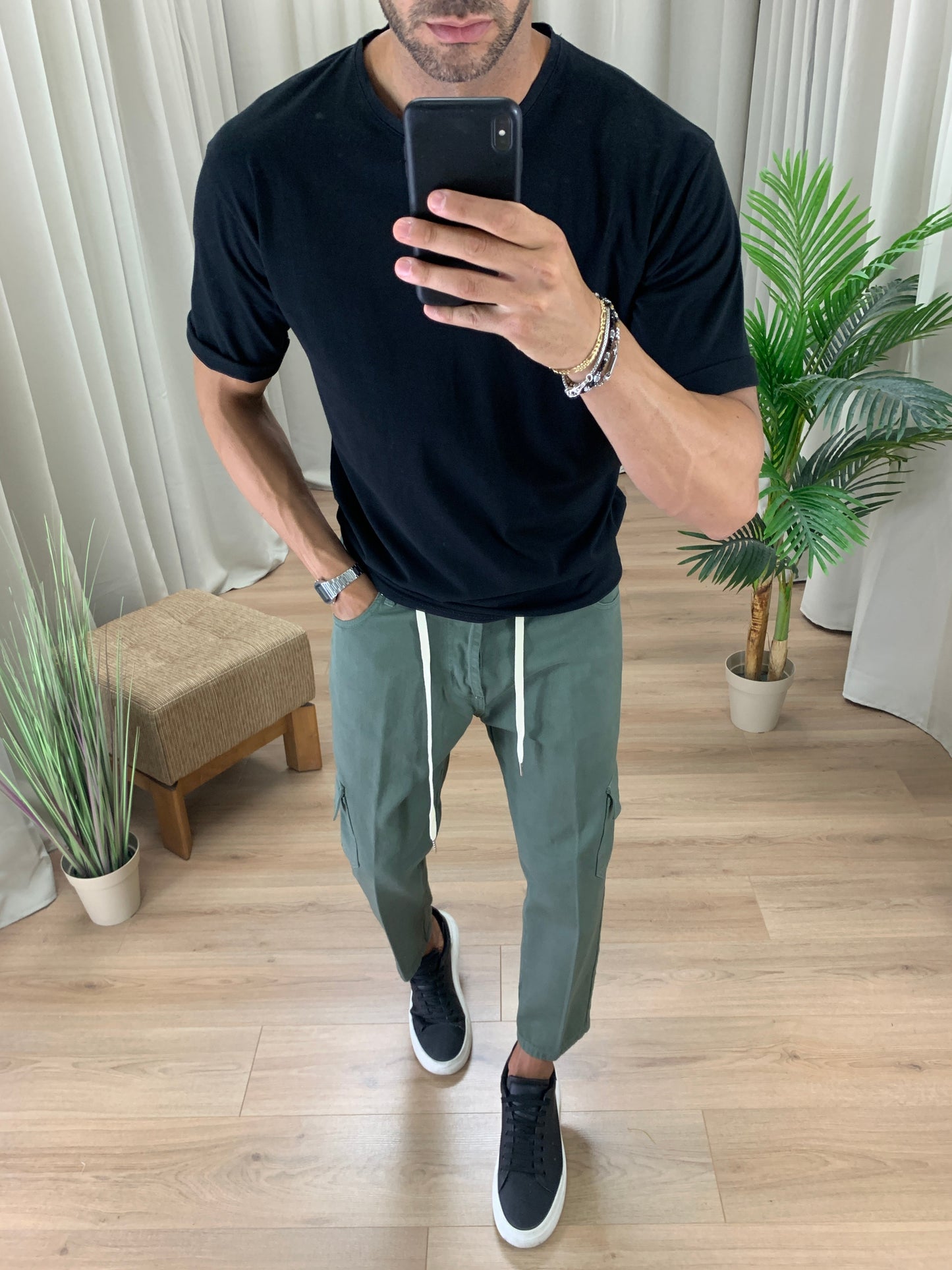 Jeans Poker Cargo col. Verde Militare