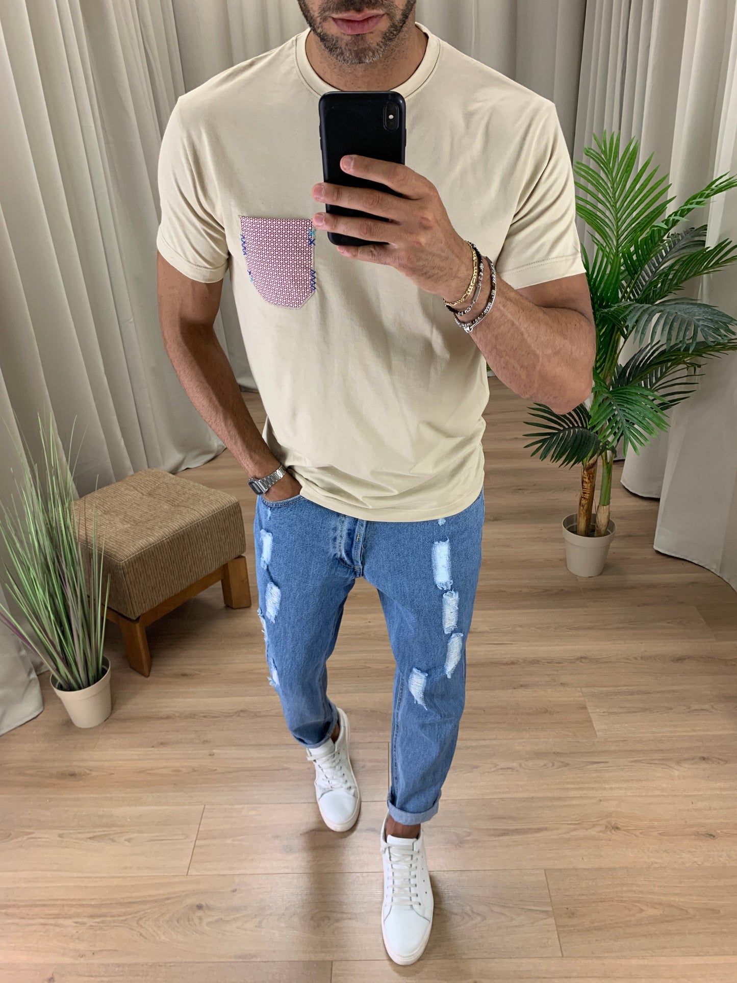 T-shirt Resort con Taschino col. Beige