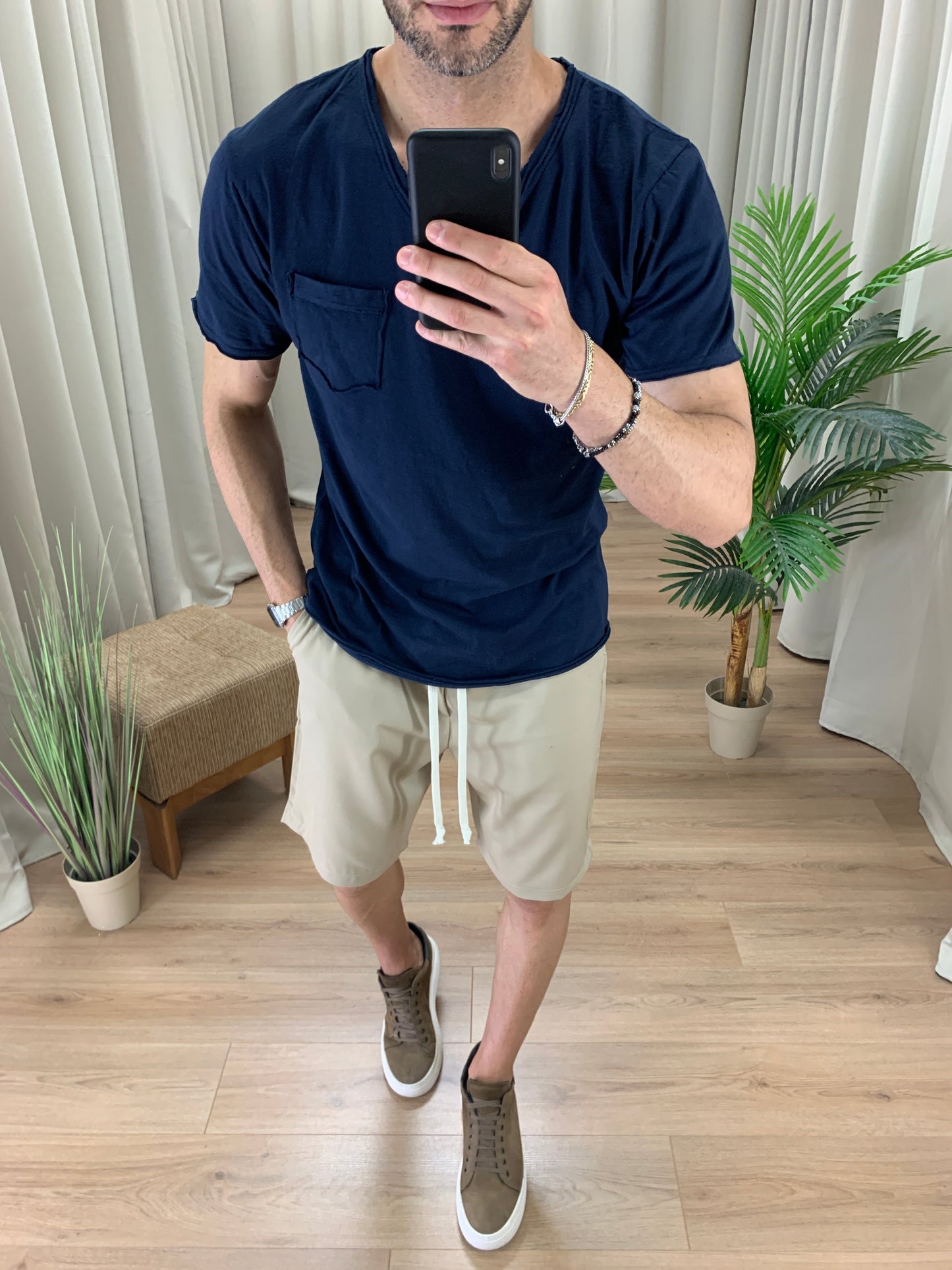 T-shirt Victory in Cotone con Taschino col. Blu Notte