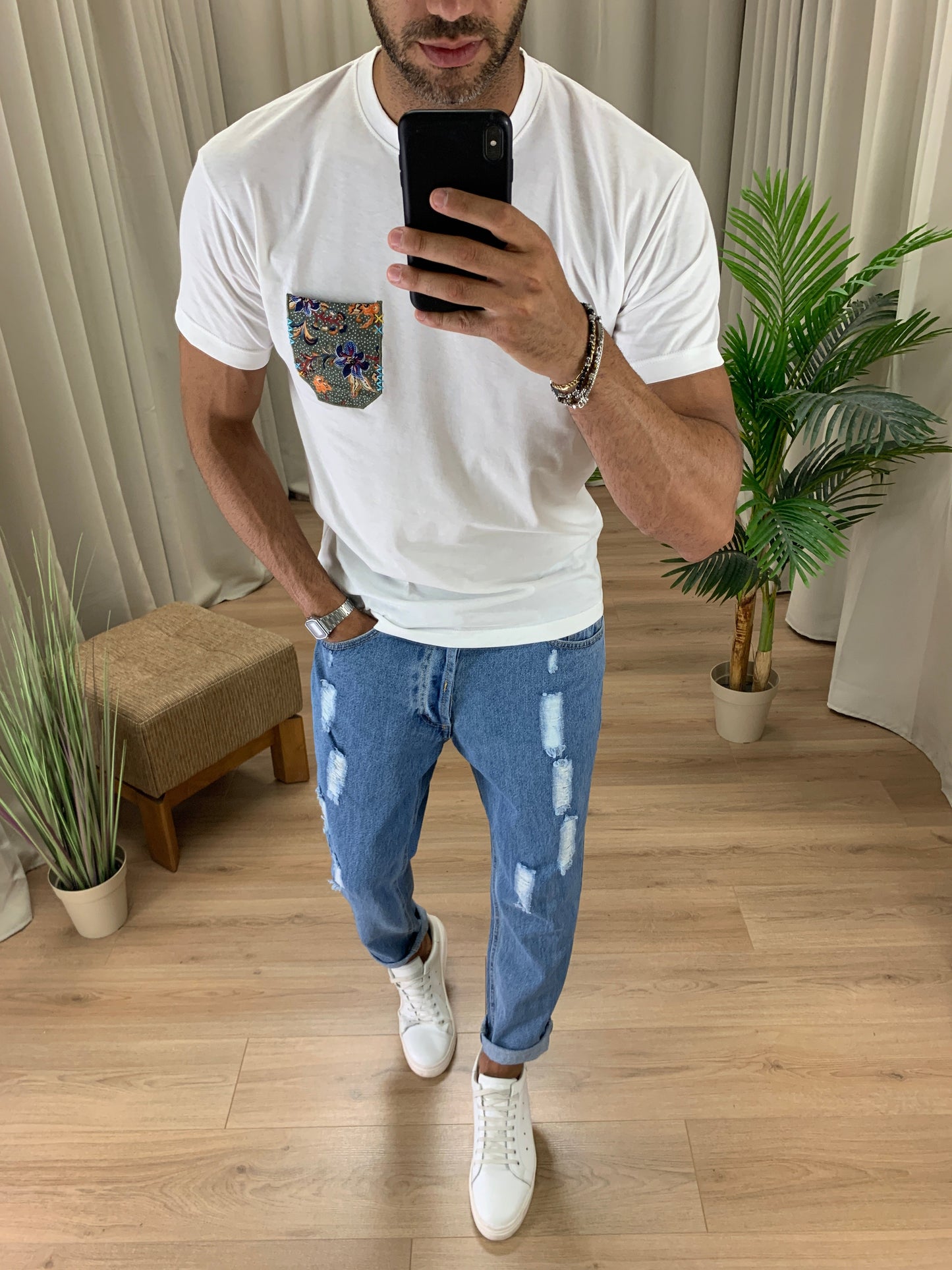 T-shirt Positano con Taschino col. Panna