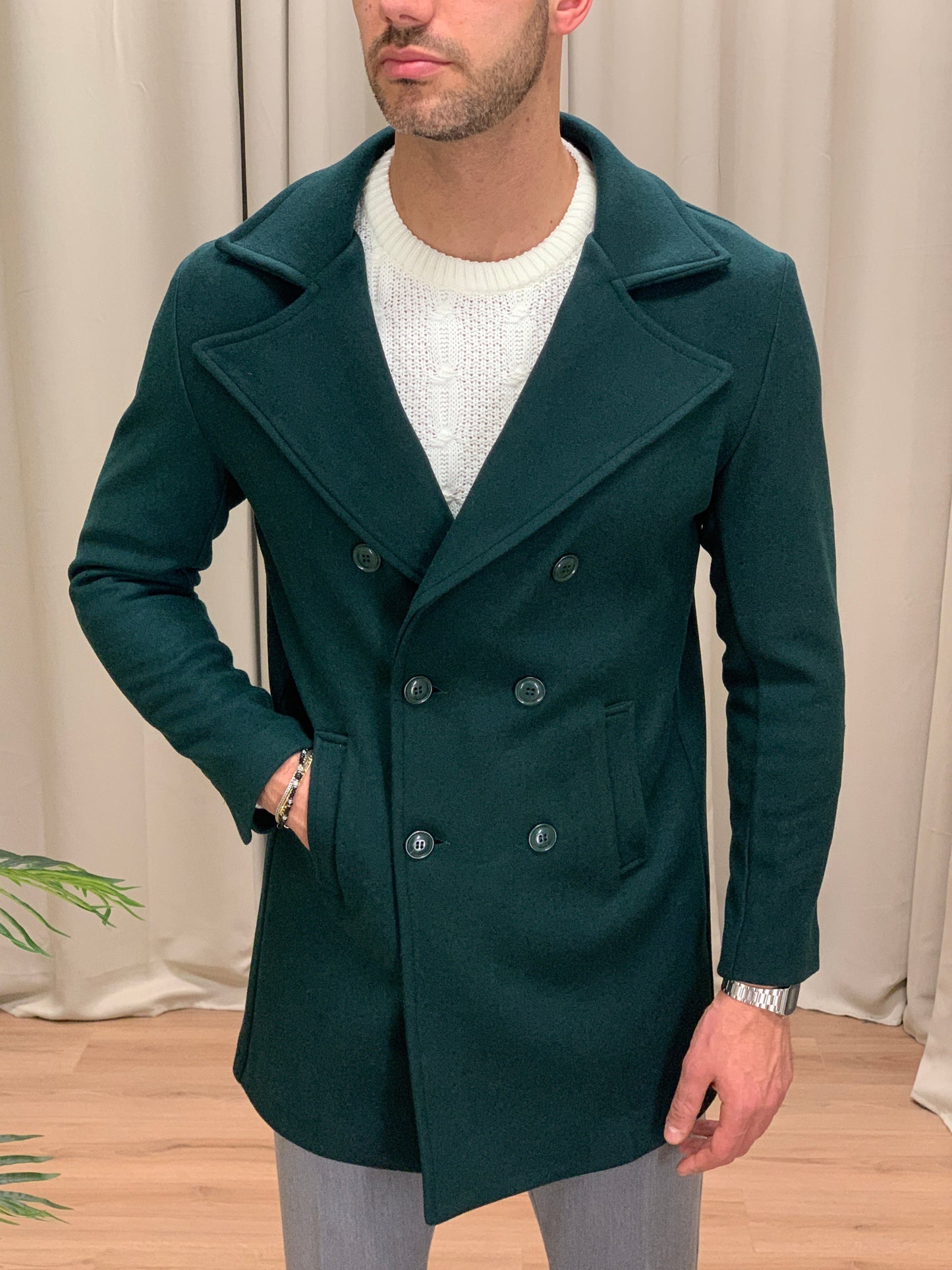 Cappotto Zurigo Doppiopetto col. Verde Bosco