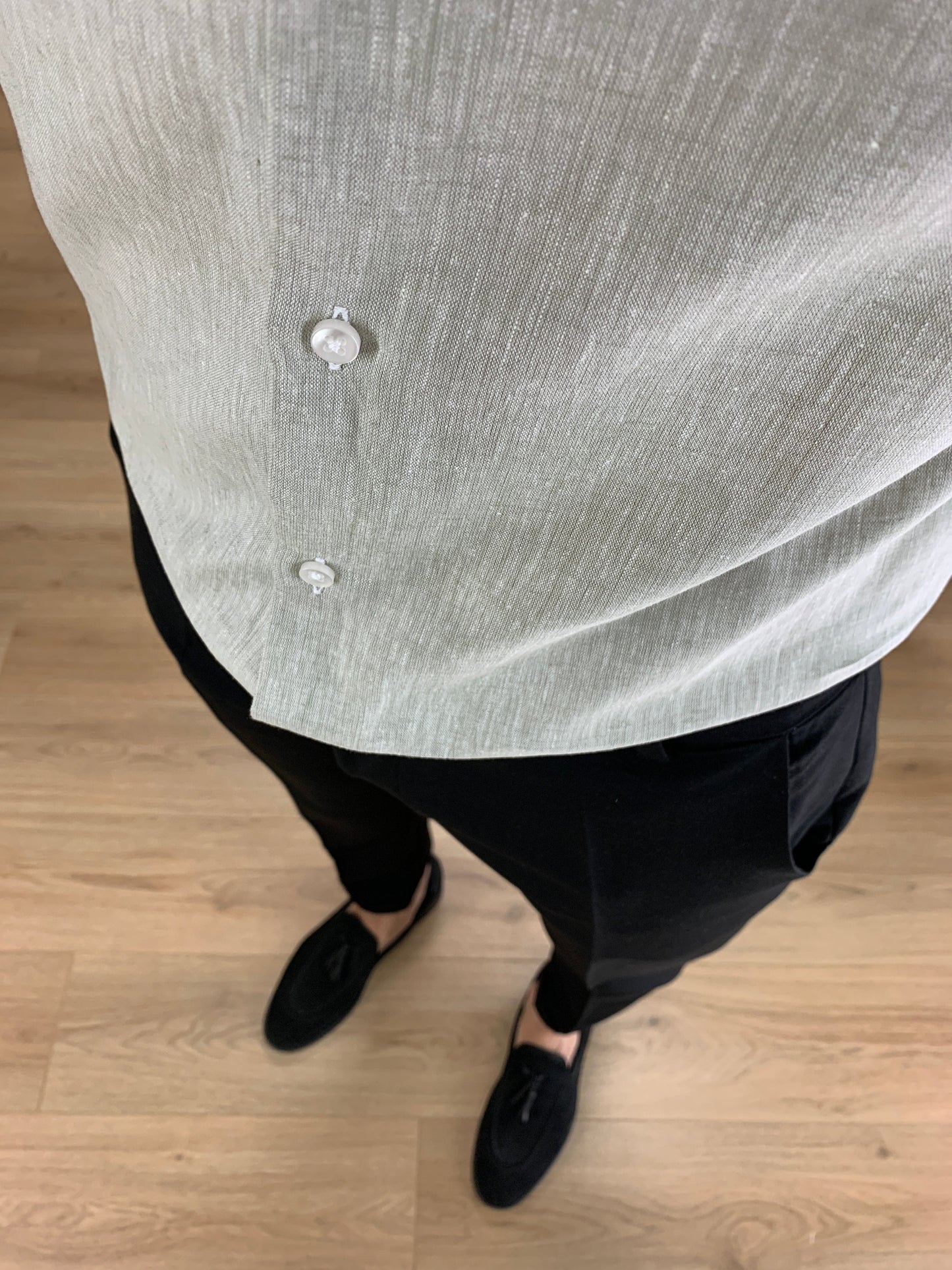 Camicia Santiago in Lino collo classico col. Salvia