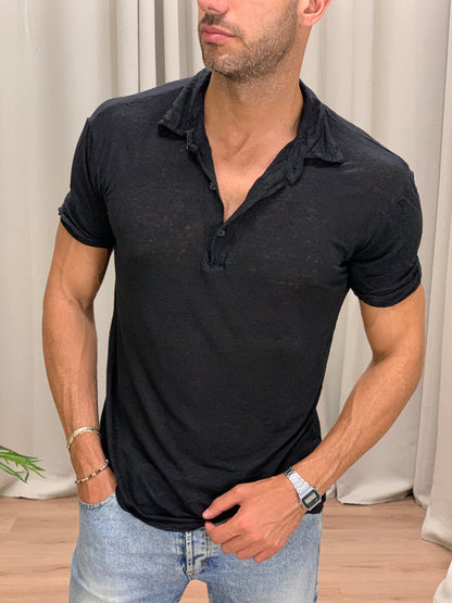 Polo in Puro Lino col. Nero