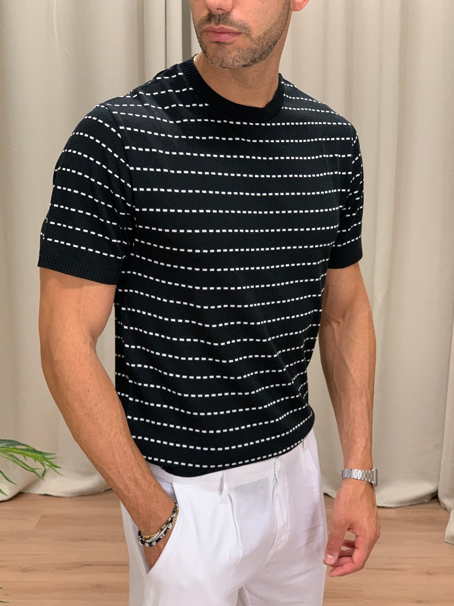 T-shirt Moon in Filato col. Nero