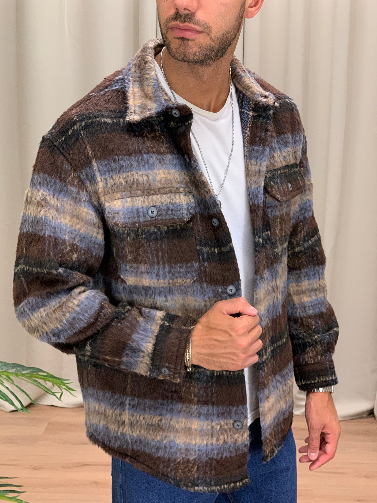 Giacca camicia felpata Scott col. Coffee