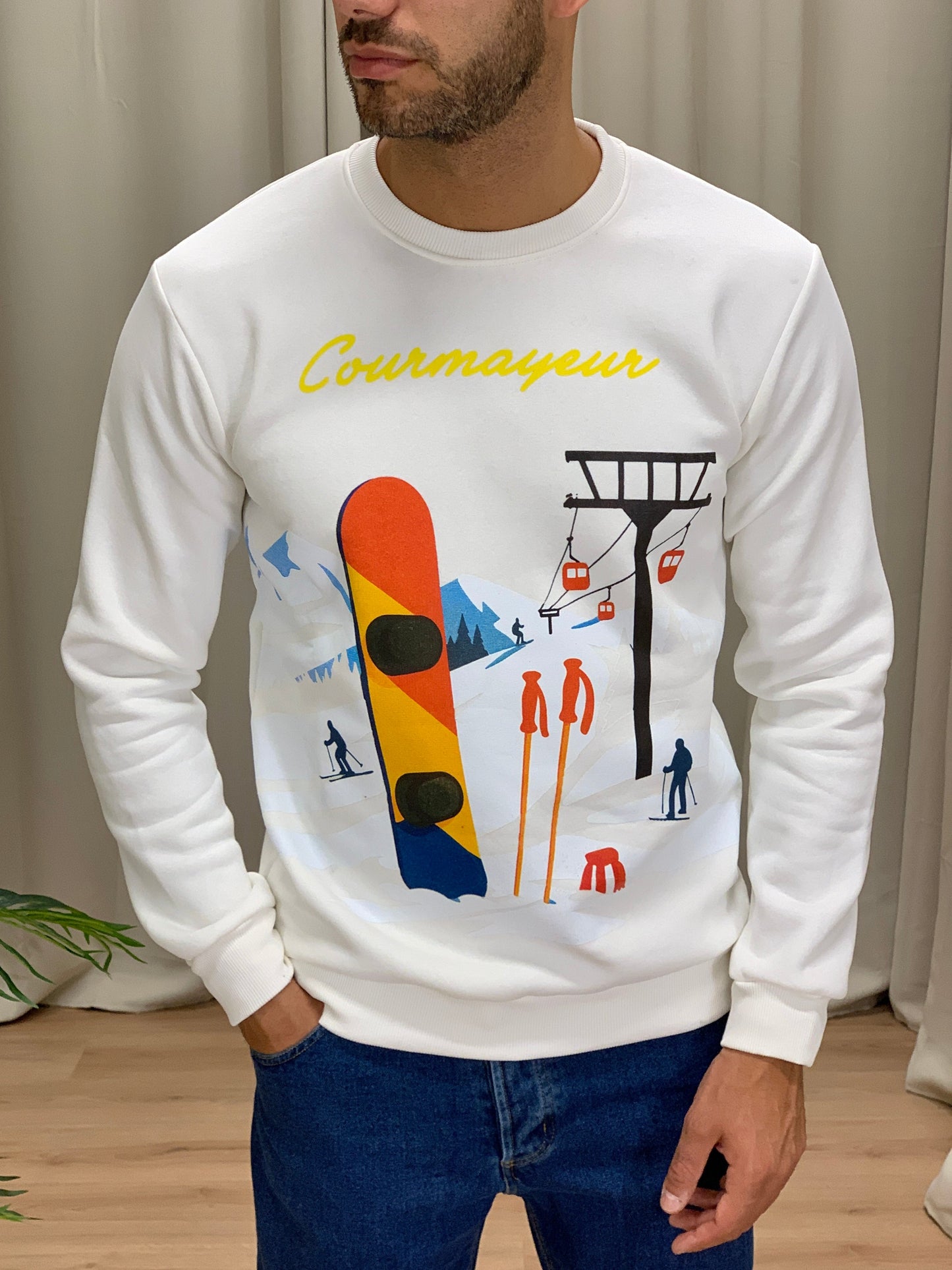 Felpa Courmayeur girocollo col. Panna