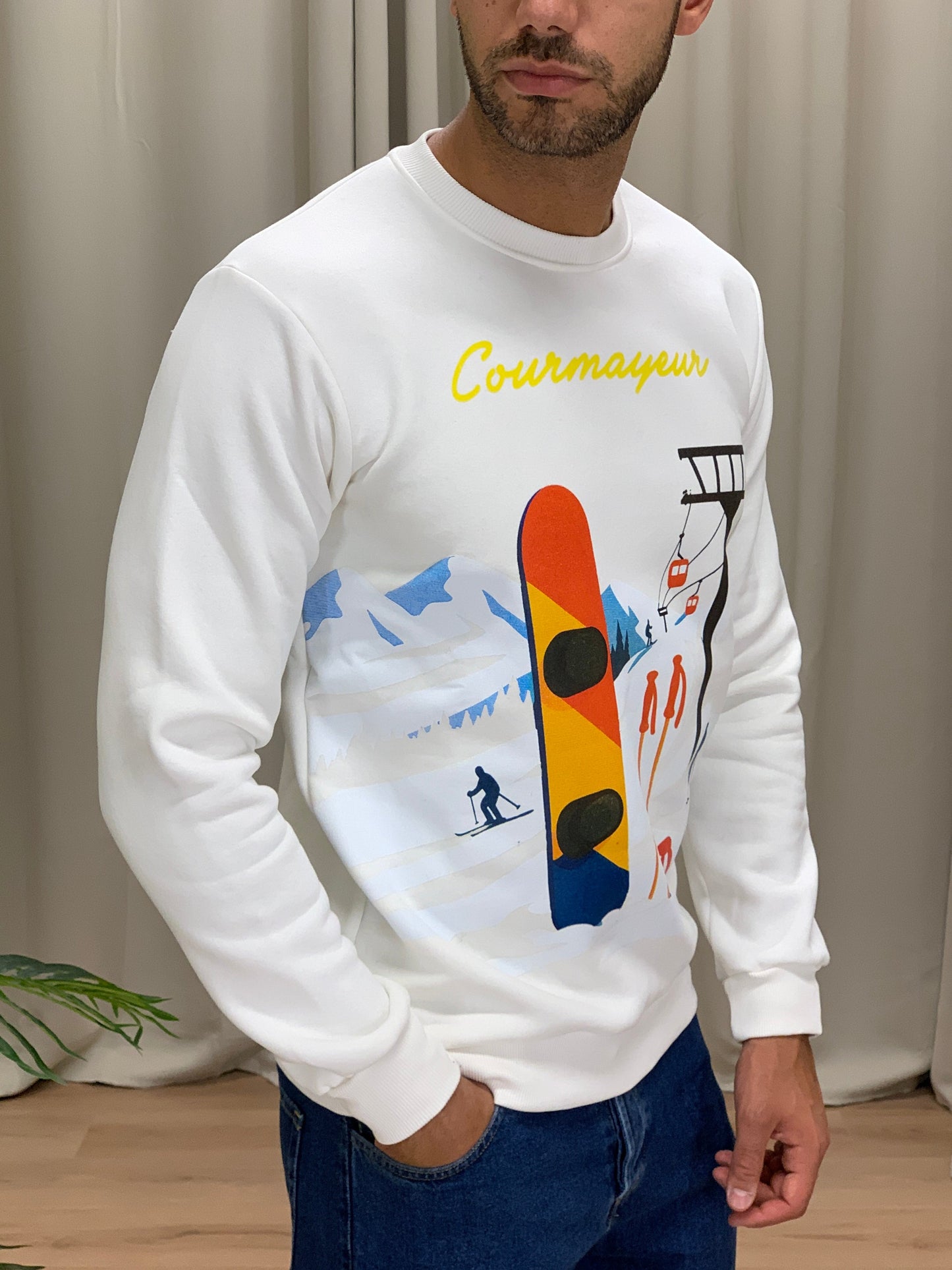 Felpa Courmayeur girocollo col. Panna