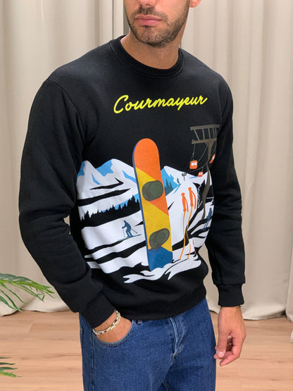 Felpa Courmayeur girocollo col. Nero
