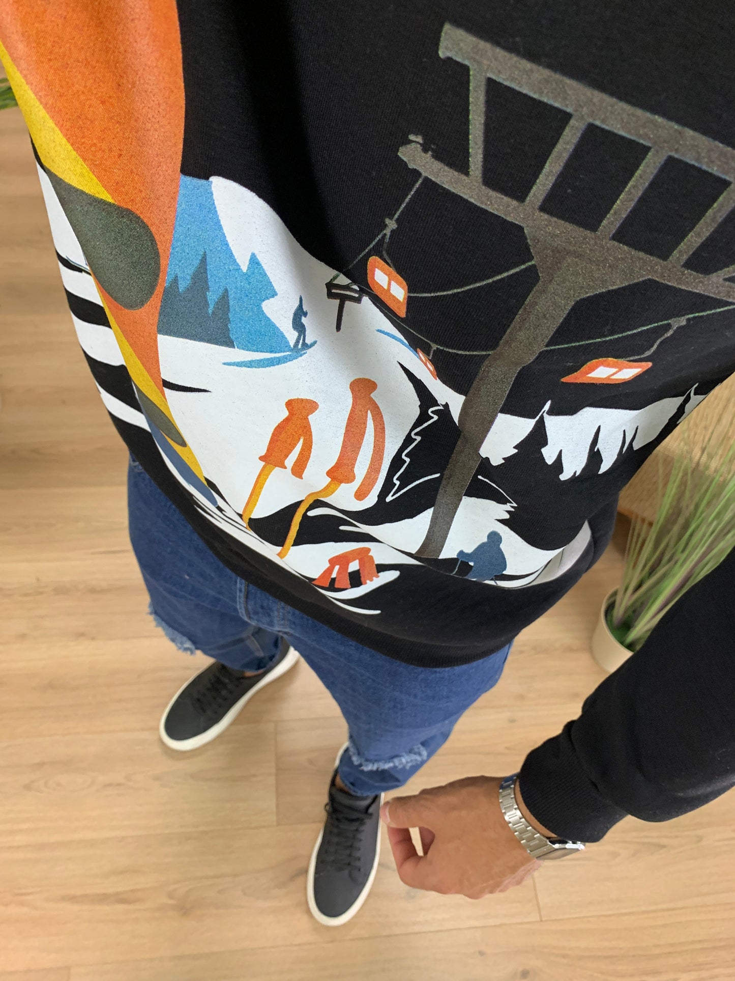 Felpa Courmayeur girocollo col. Nero