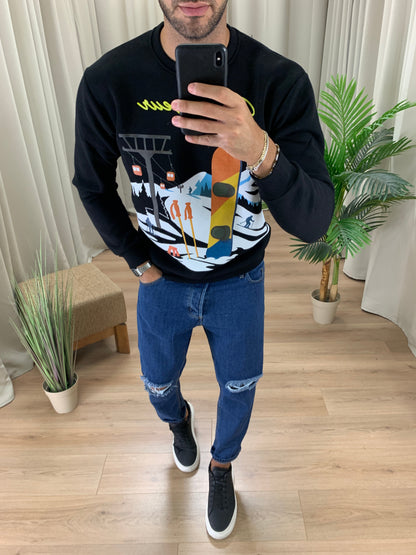 Felpa Courmayeur girocollo col. Nero