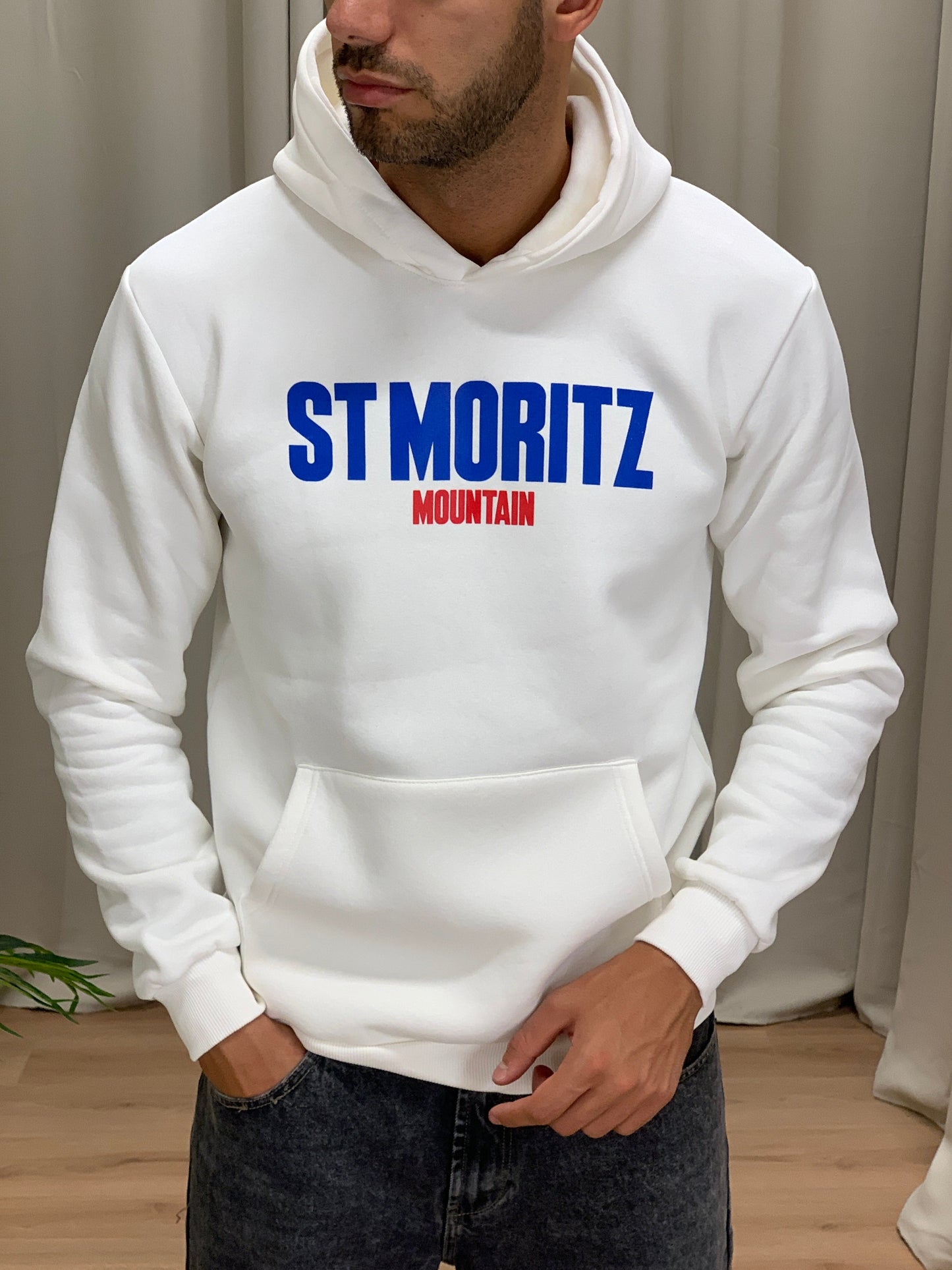 Felpa St.Moritz Mountain con cappuccio col. Bianco