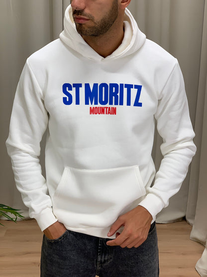 Felpa St.Moritz Mountain con cappuccio col. Bianco