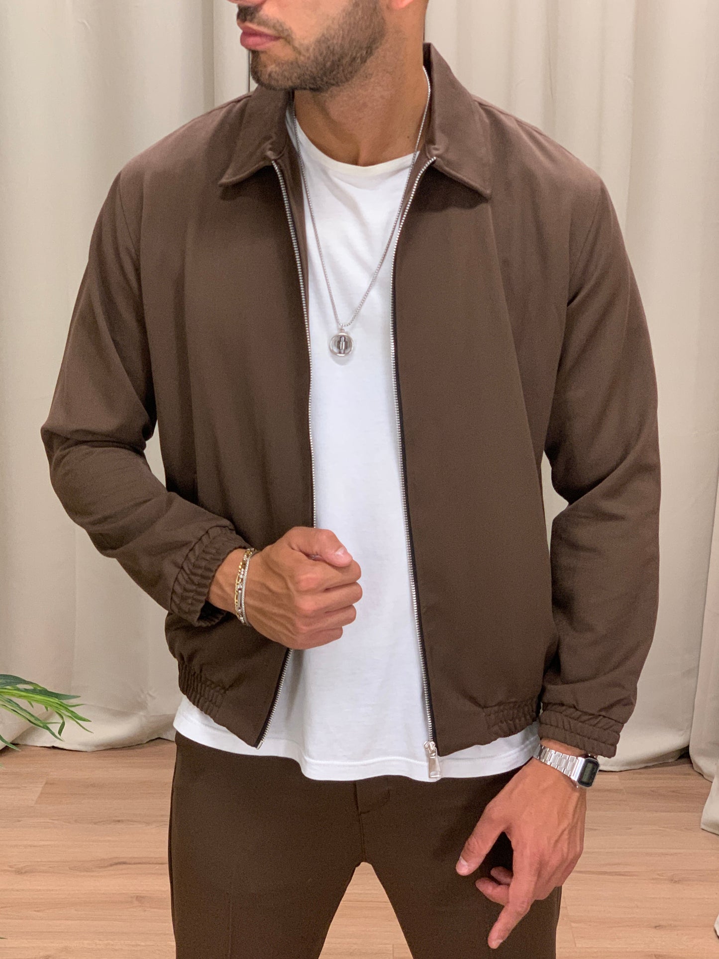 Completo S64 Camicia con Zip + Pantalone col. Moro