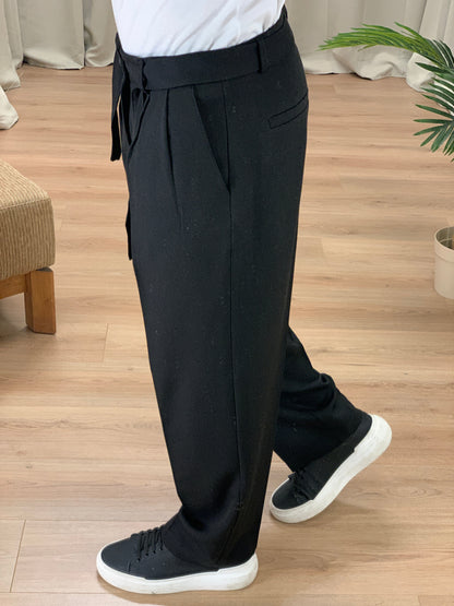 Pantalone Tred con Pinces ed Accessorio Rimovibile col. Nero