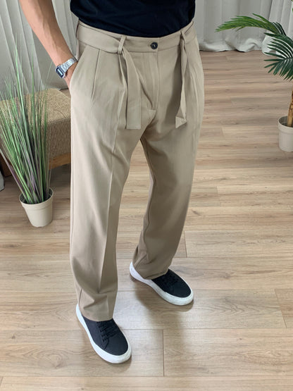 Pantalone Tred con Pinces ed Accessorio Rimovibile col. Beige