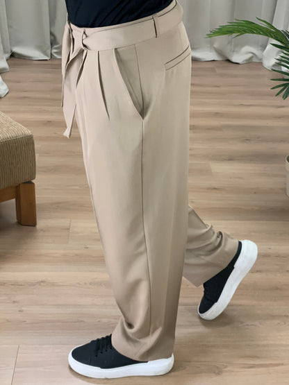Pantalone Tred con Pinces ed Accessorio Rimovibile col. Beige