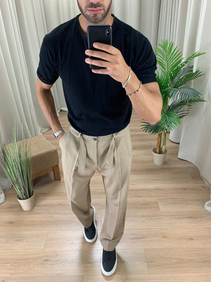 Pantalone Tred con Pinces ed Accessorio Rimovibile col. Beige