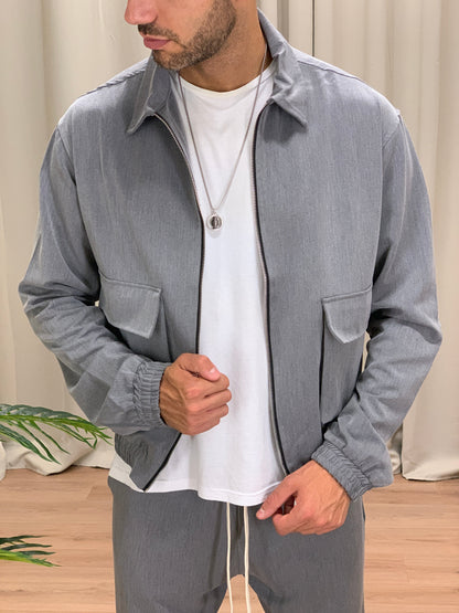 Completo Over 143 Camicia con Zip + Pantalone col. Grigio