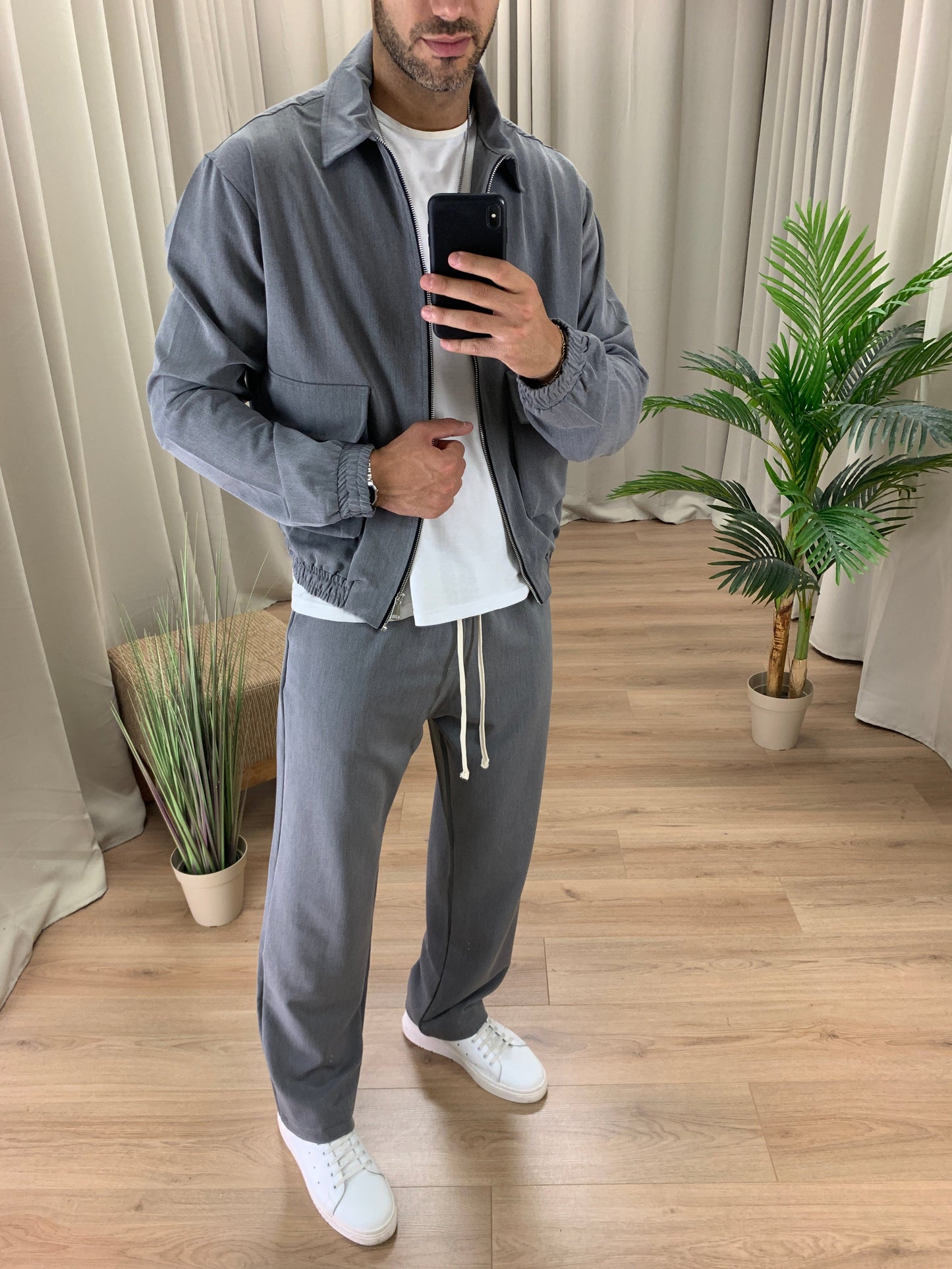 Completo Over 143 Camicia con Zip + Pantalone col. Grigio