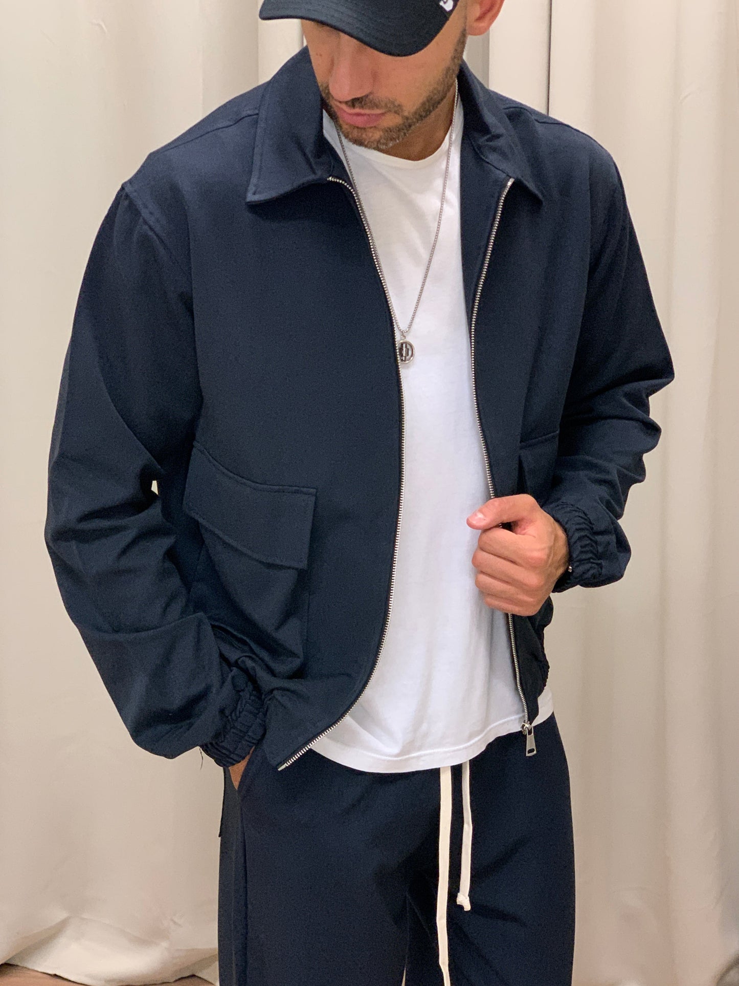 Completo Over 143 Camicia con Zip + Pantalone col. Blu