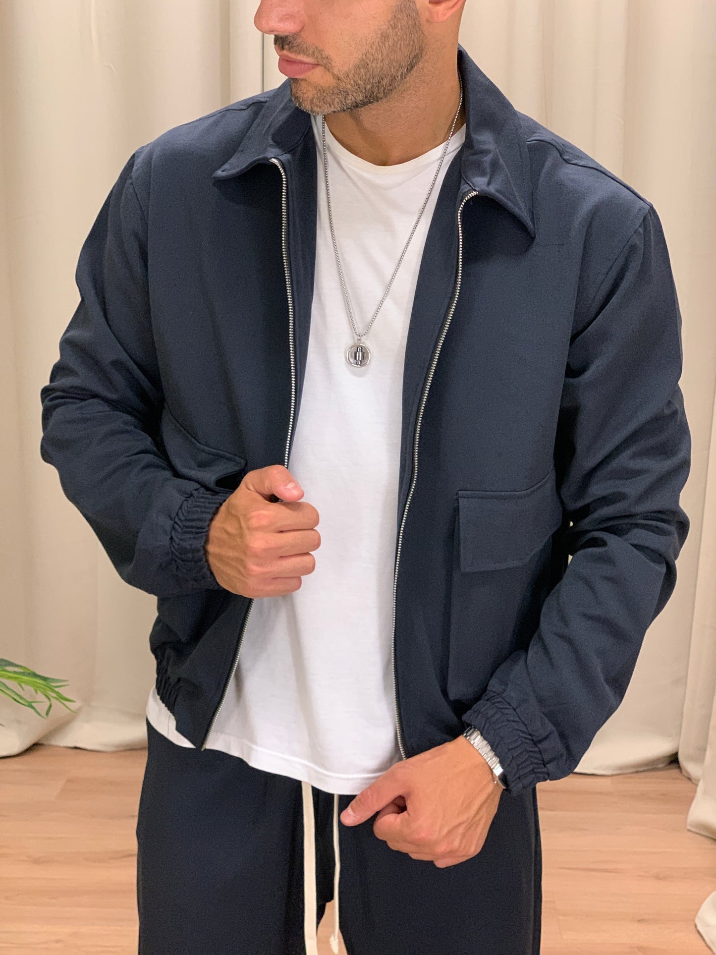 Completo Over 143 Camicia con Zip + Pantalone col. Blu