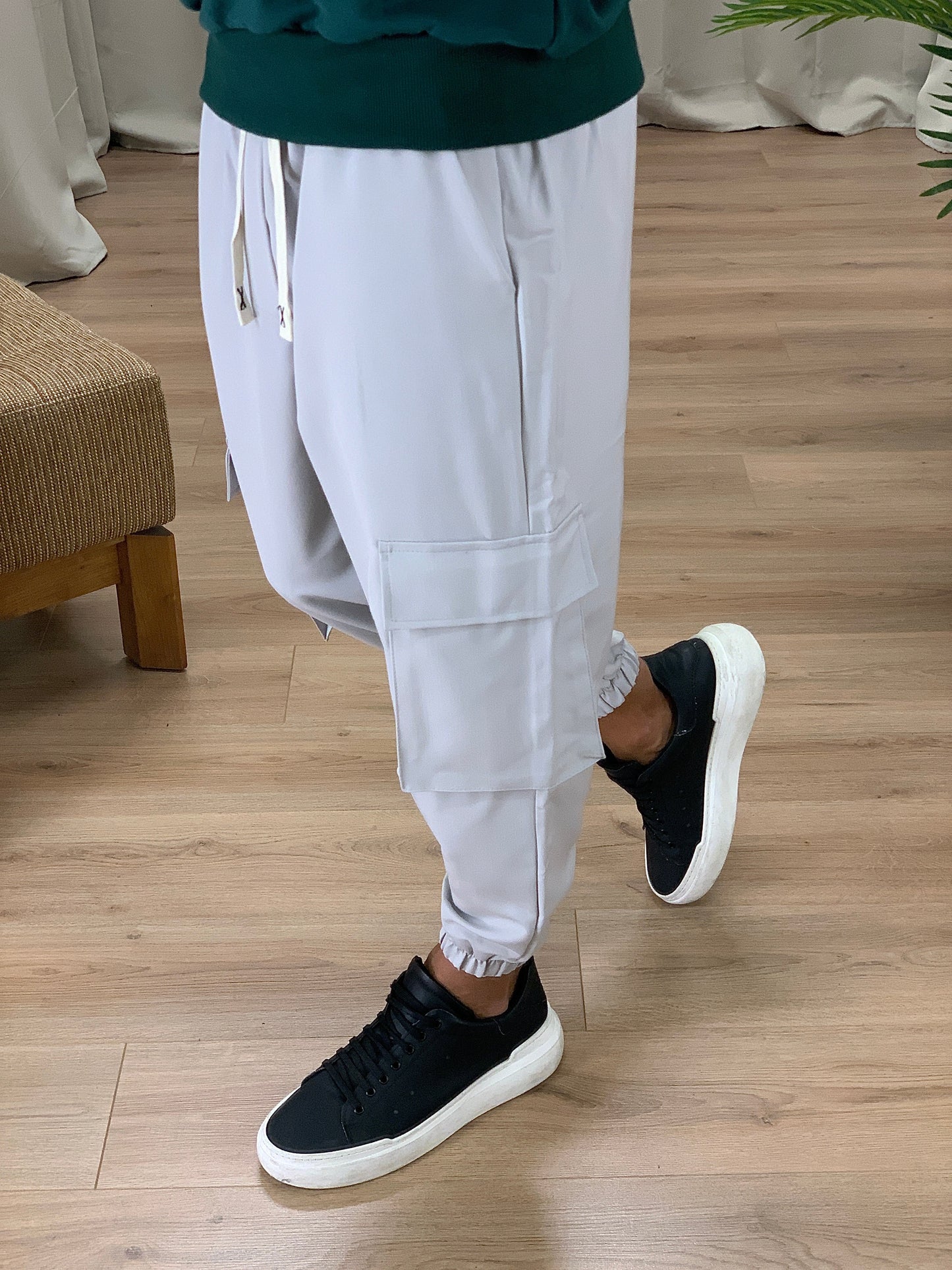 Pantalone Cargo Rug con elastico col. Grigio