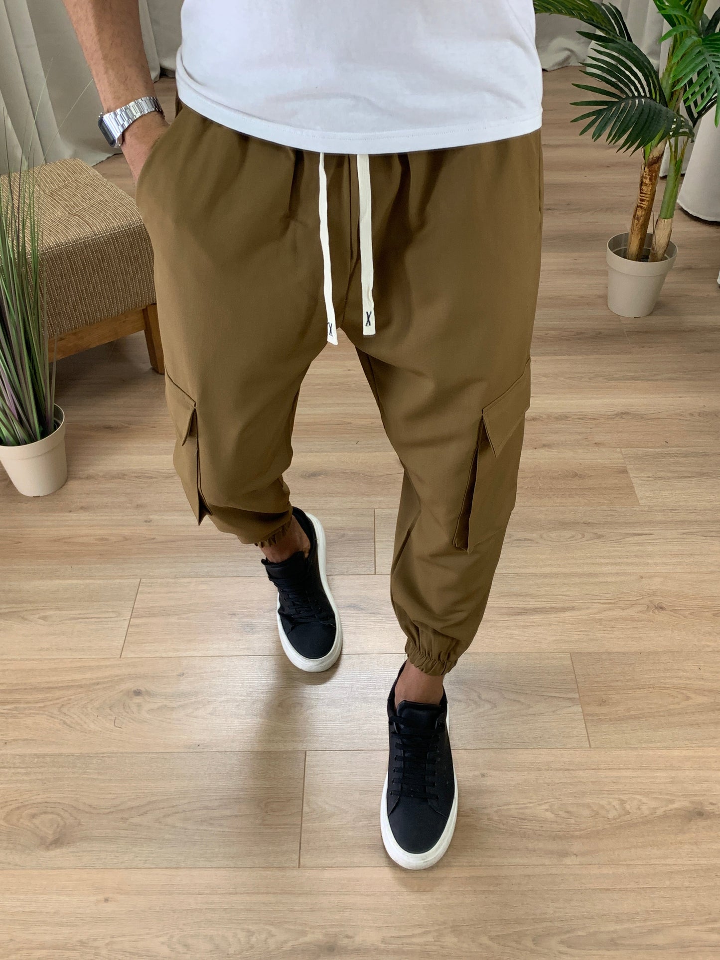 Pantalone Cargo Rug con elastico col. Moro