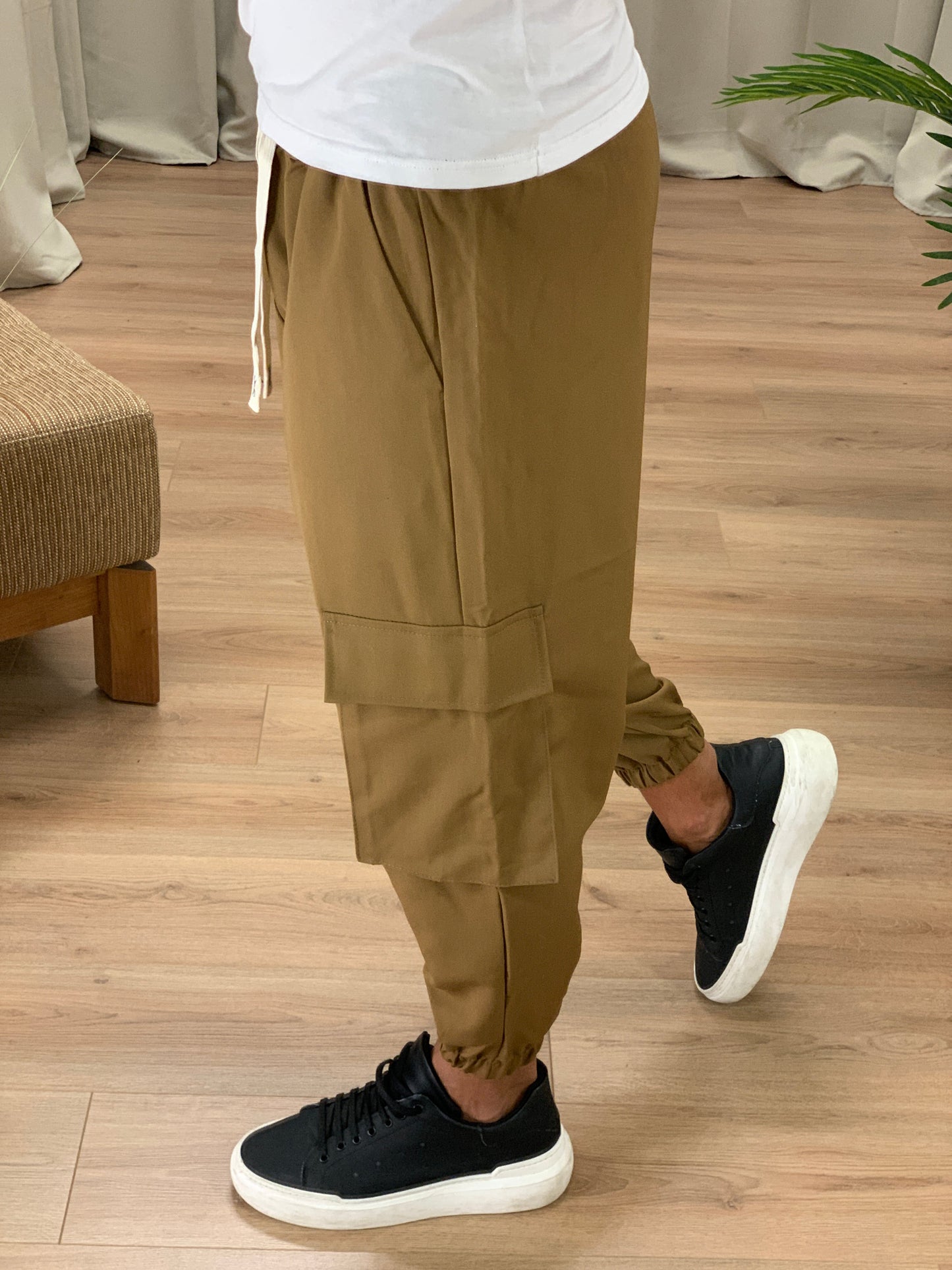 Pantalone Cargo Rug con elastico col. Moro