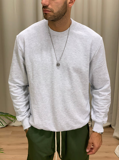 Felpa Axel girocollo interno garzato col. Grigio