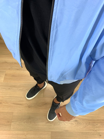 Giubbotto College effetto Pelle col. Azzurro