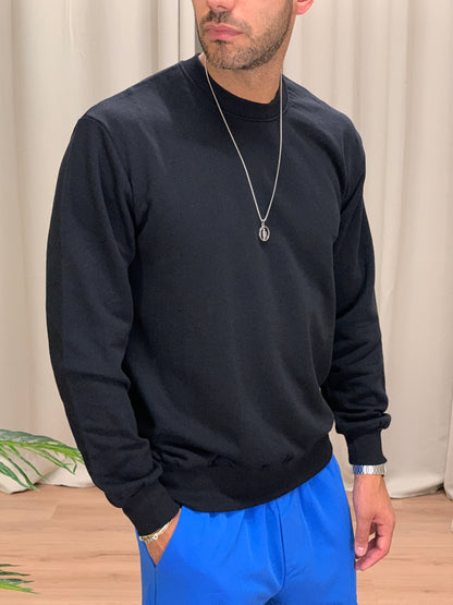 Felpa Axel girocollo interno garzato col. Nero