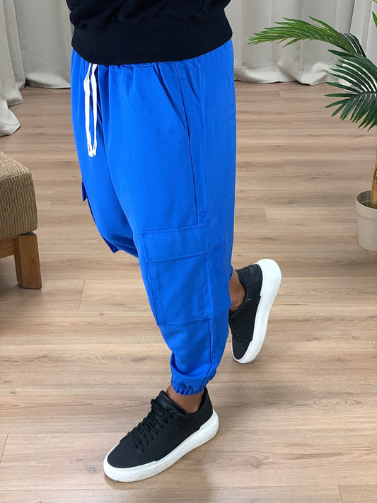 Pantalone Cargo Rug con elastico col. Blu