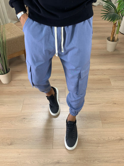 Pantalone Cargo Rug con elastico col. Avio