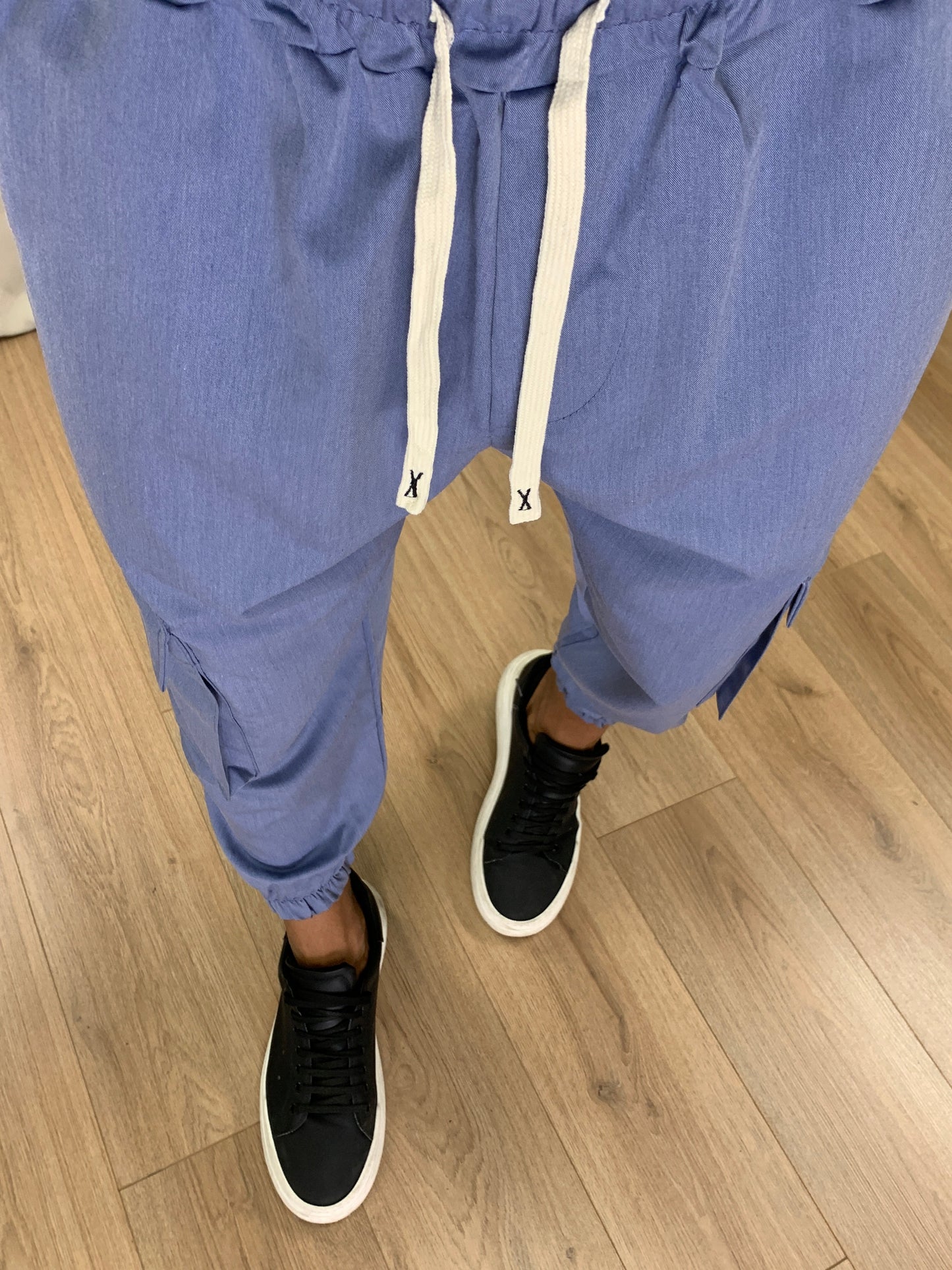 Pantalone Cargo Rug con elastico col. Avio