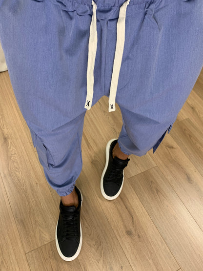 Pantalone Cargo Rug con elastico col. Avio