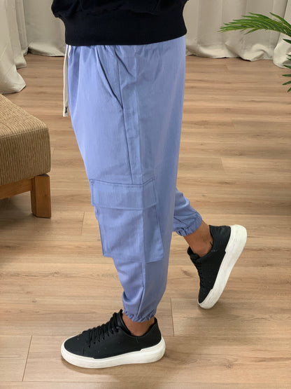 Pantalone Cargo Rug con elastico col. Avio