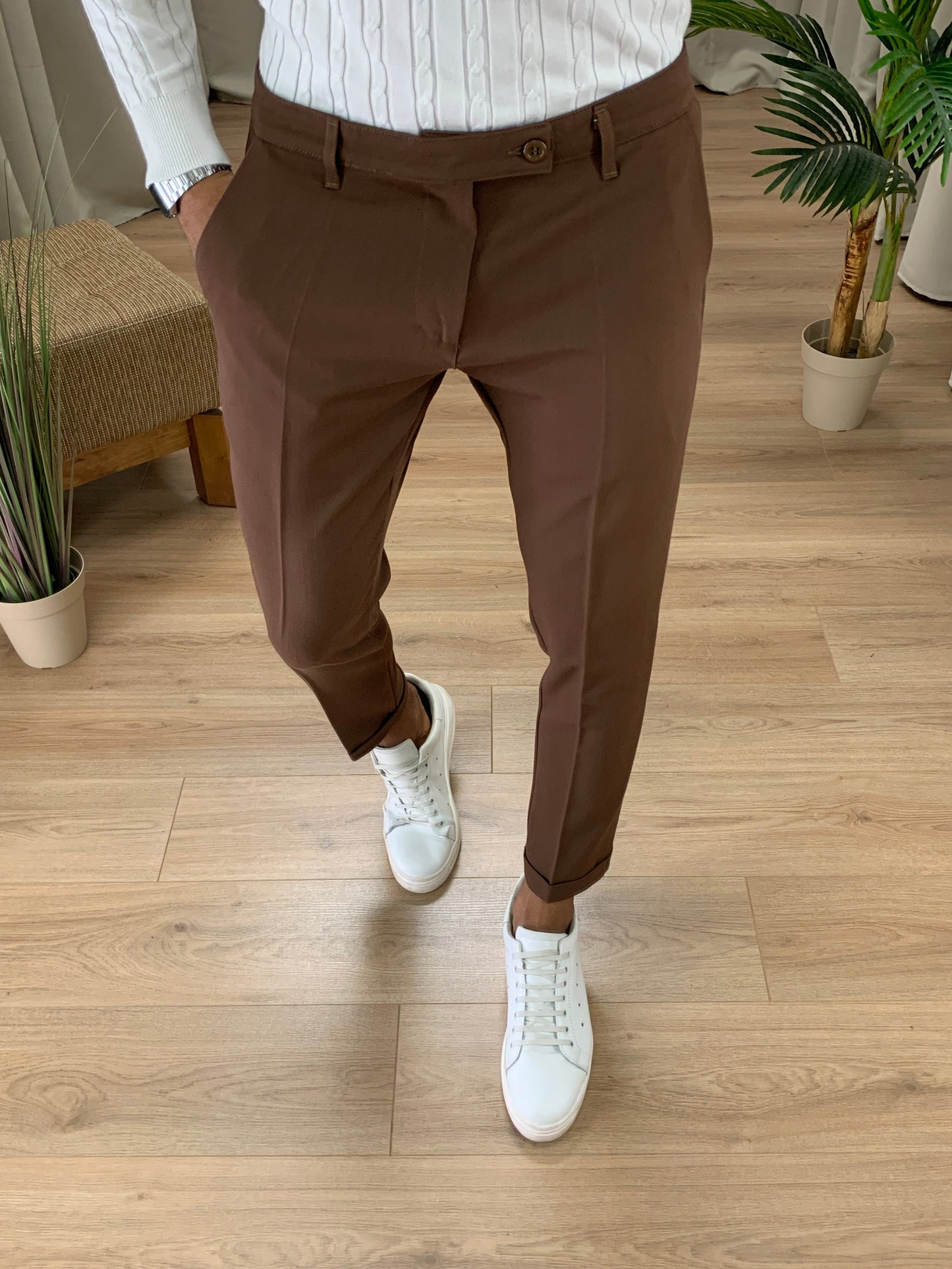 Pantalone Lussemburgo con risvolto col. Moro